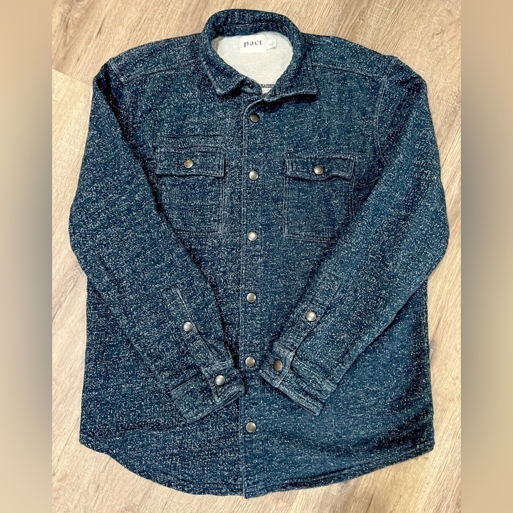 Women’s PACT Size Large Soft Gray Warm Shirt Jacket Shacket Sweater Top Comfy